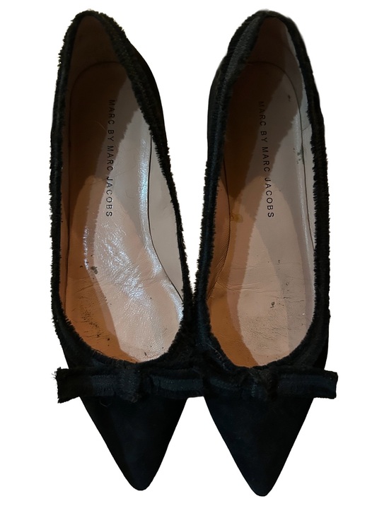 Marc By Marc Jacobs Shoes - Marc by Marc Jacobs Black Suede Grosgrain Bow Pointed Toe Flats